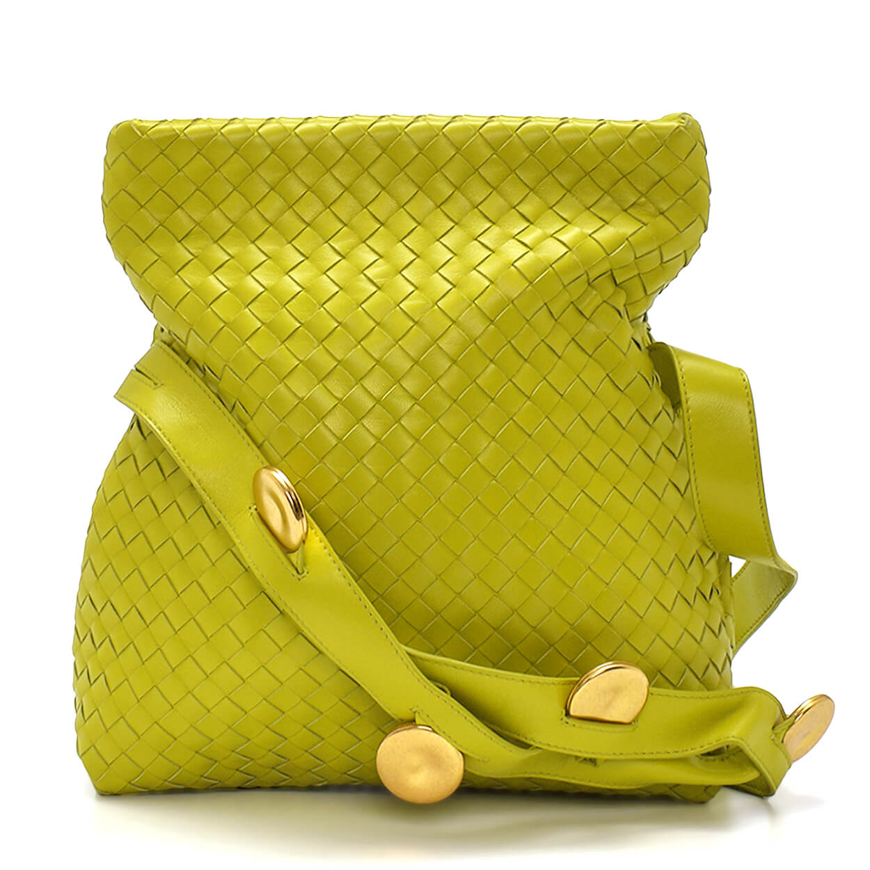 Bottega Veneta - Green Intrecciato Leather BV Fold Shoulder Bag